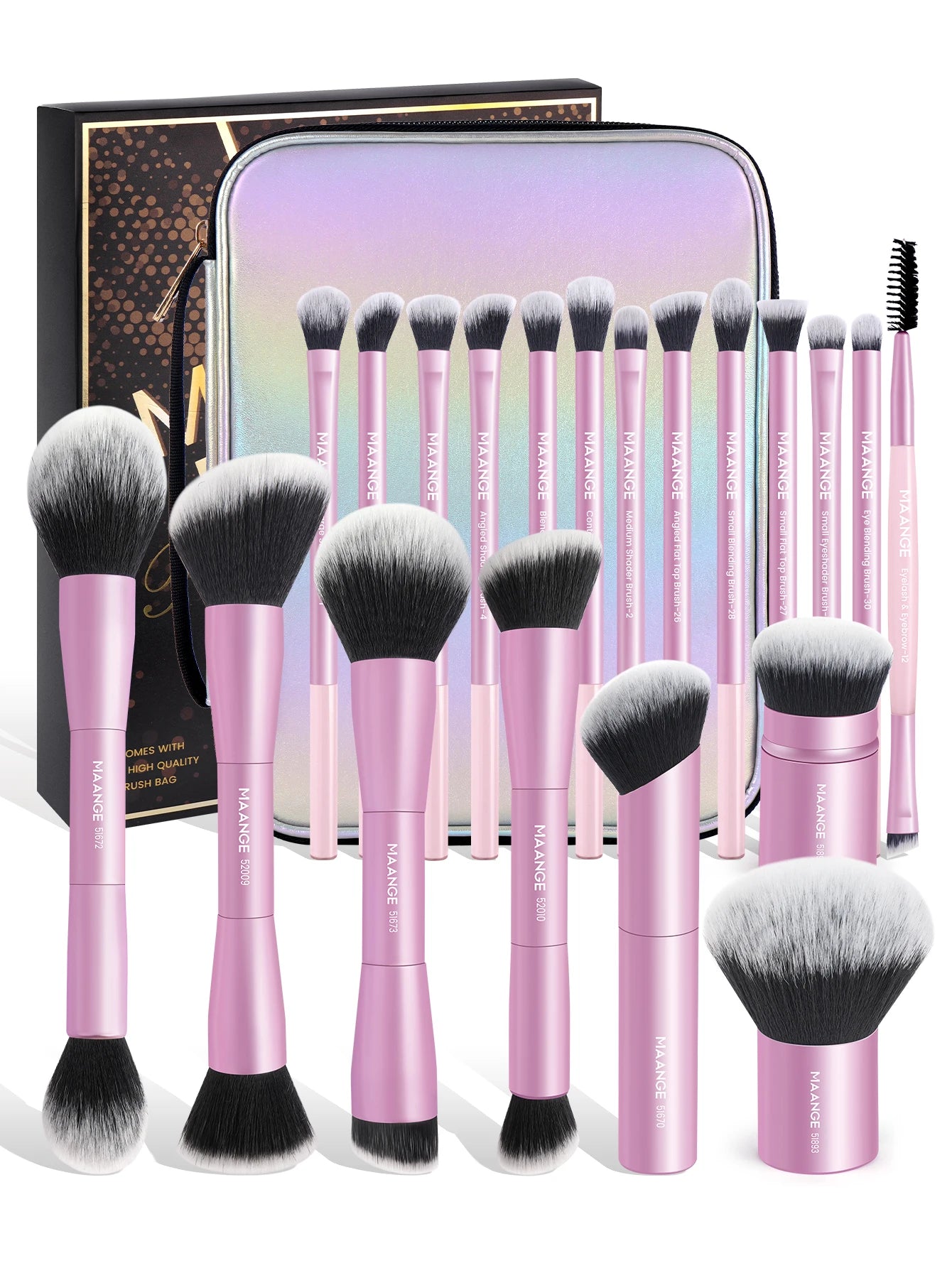 MAANGE All-in-One 20-Piece Brush Collection + Portable Case