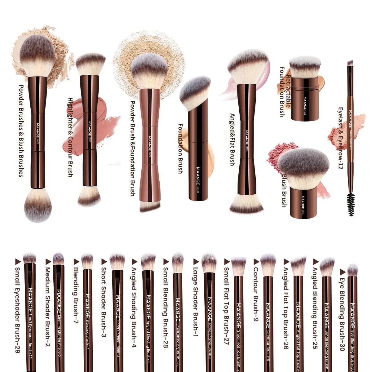 MAANGE All-in-One 20-Piece Brush Collection + Portable Case - Greycord BeautyGreycord Beauty