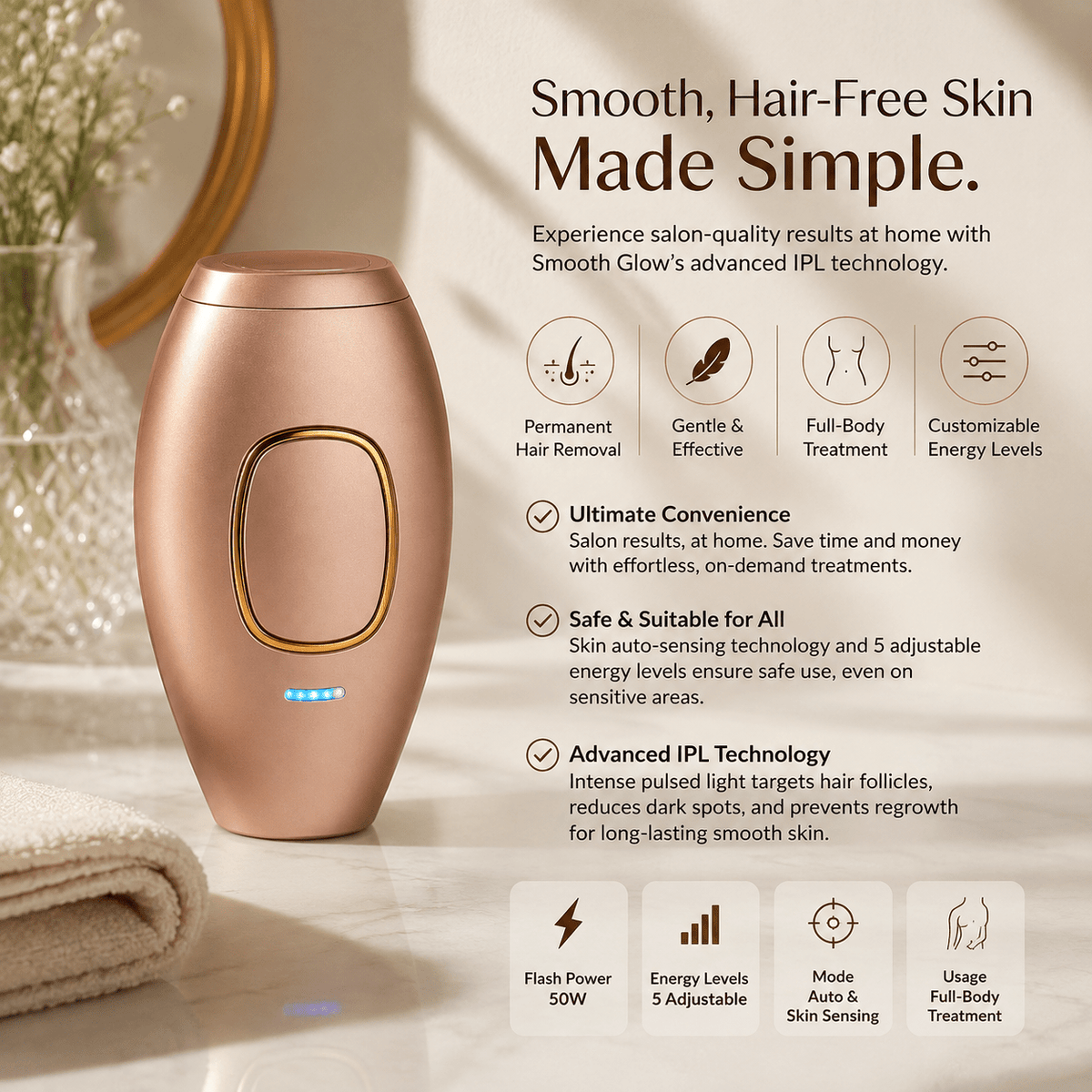 SMOOTH GLOW. Your At Home Laser Hair Removal System - Greycord BeautyGreycord Beauty