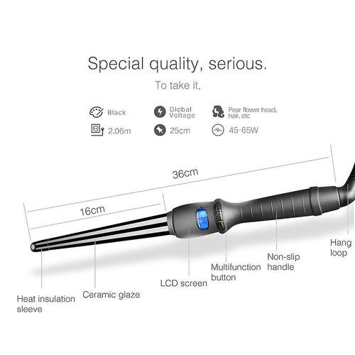 Ceramic Glazed Single Tube Pear Flower Wand Iron Curler - Greycord