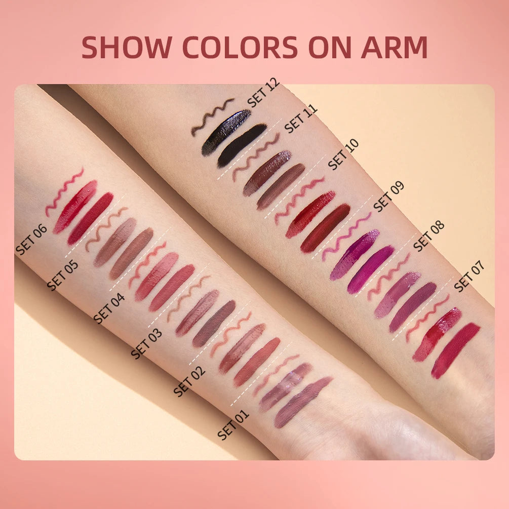 QIBEST Liquid Lipstick & Lip Liner Set