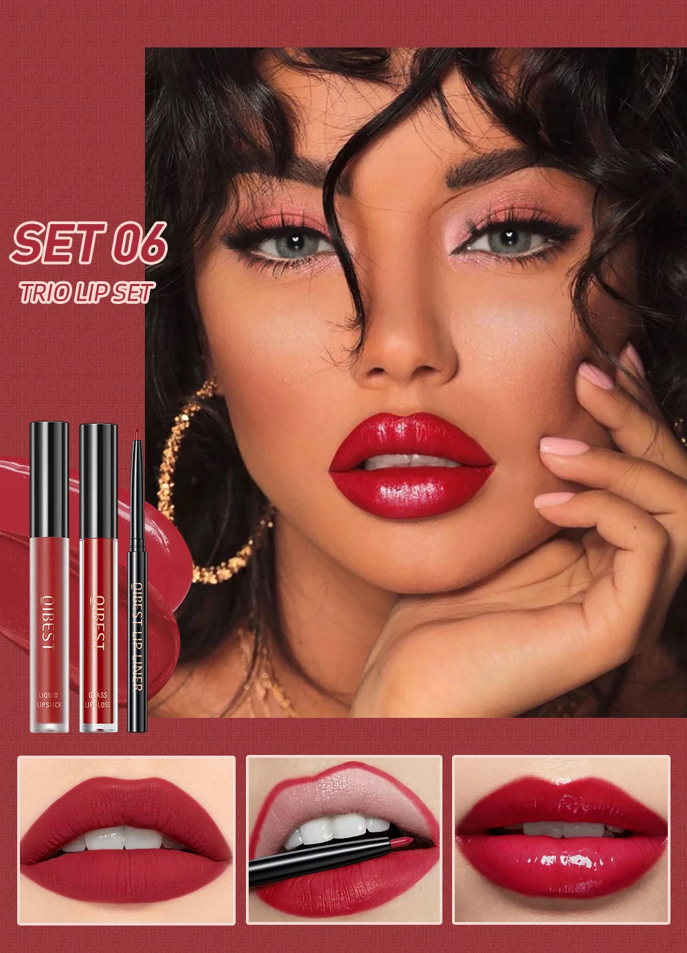 QIBEST Liquid Lipstick & Lip Liner Set