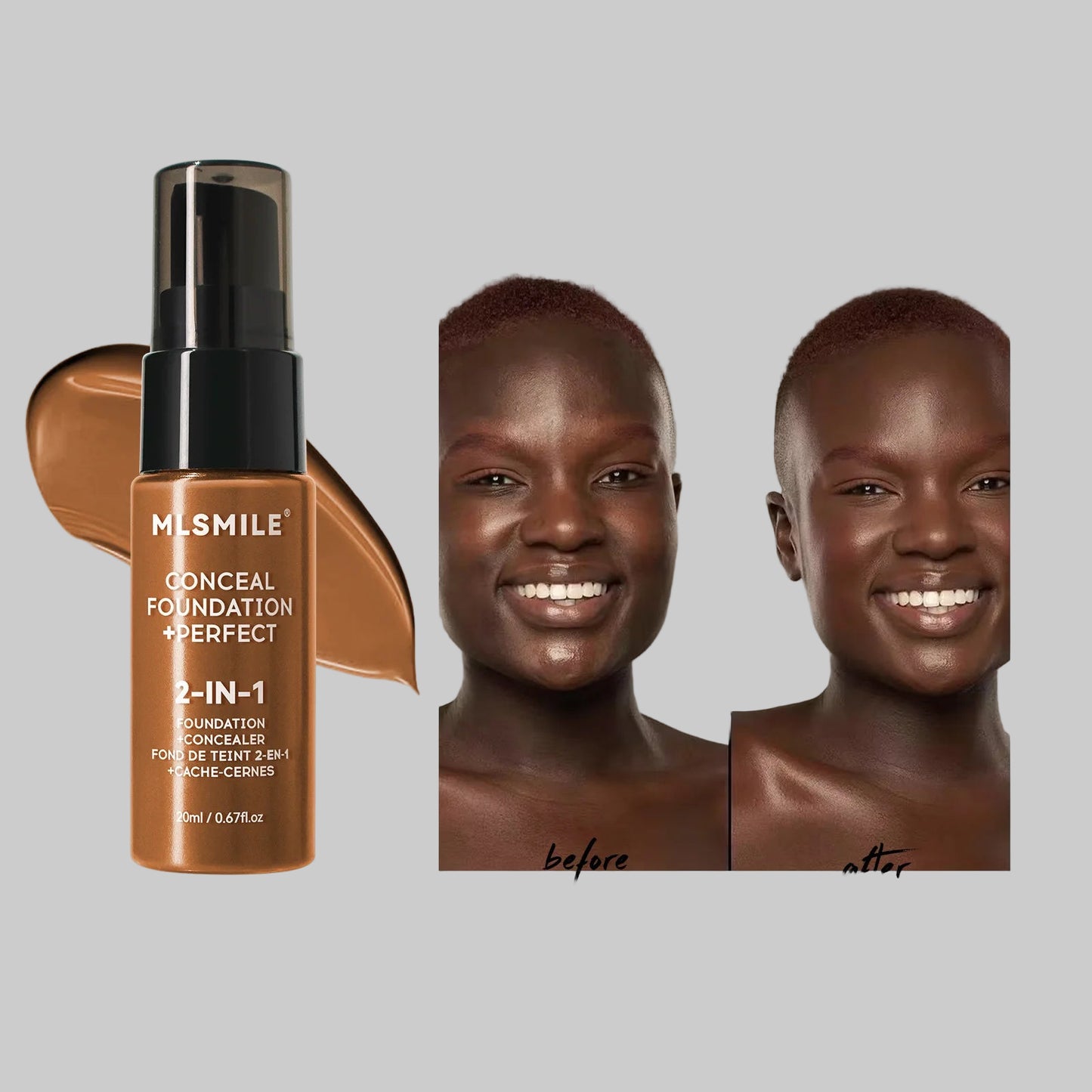 MLSMILE Flawless Matte Foundation – Full Coverage, Concealer Effect