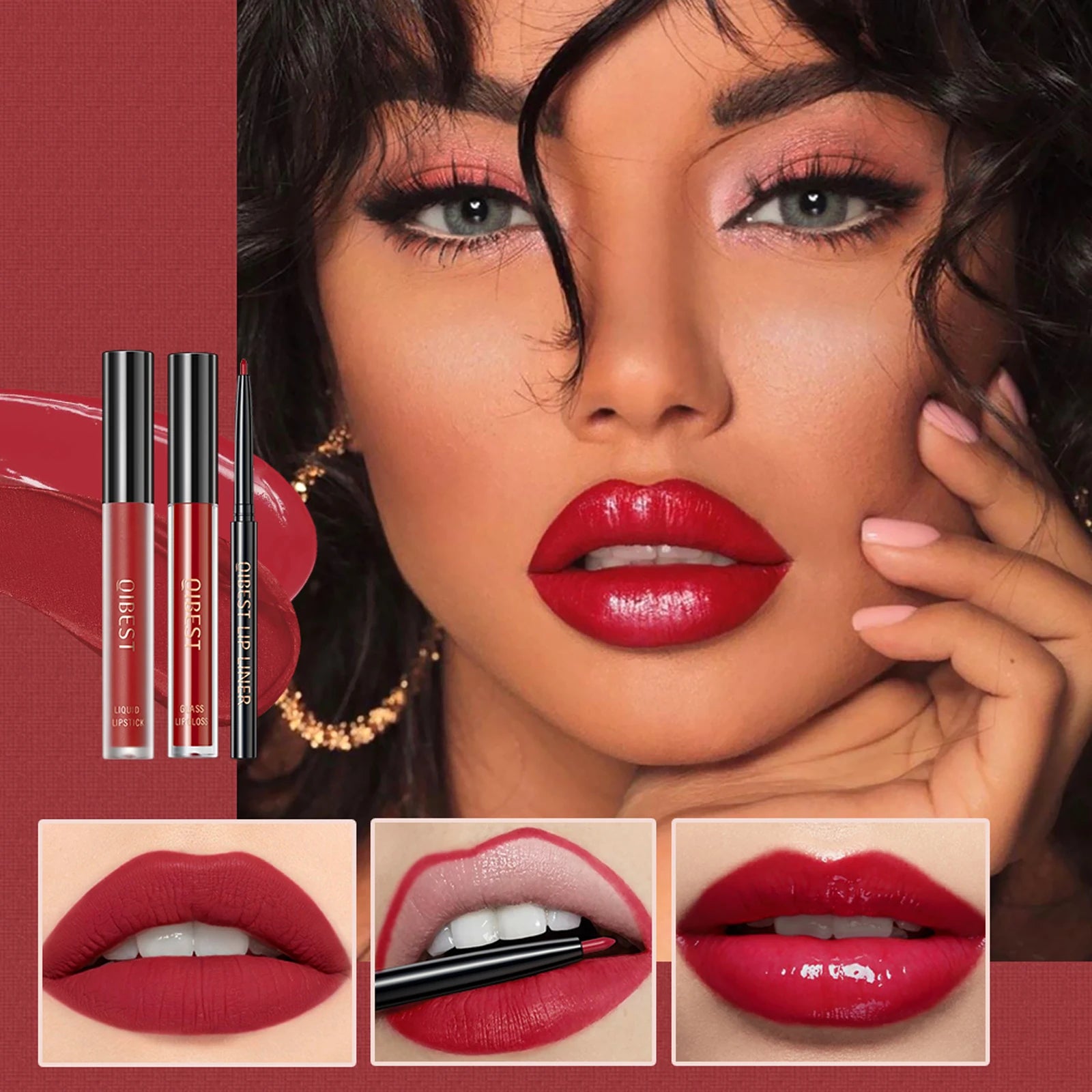QIBEST Liquid Lipstick & Lip Liner Set - Greycord Beauty