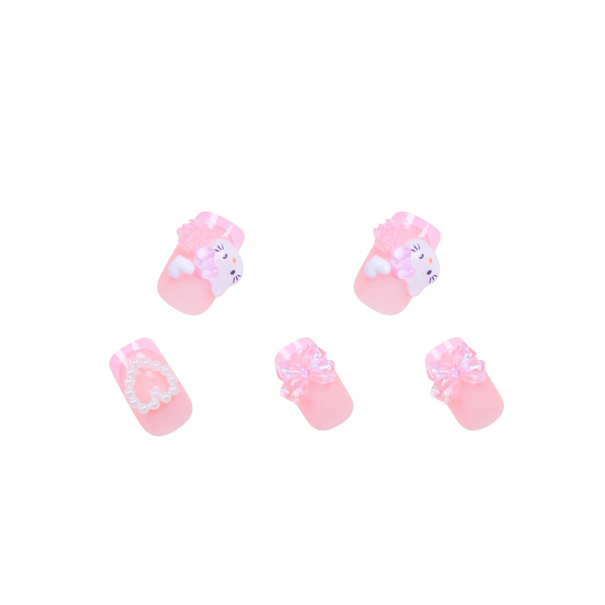 Greycord Beauty™ Pretty Paws – 24PC Pink French Hello Kitty-Inspired Nail Set - Greycord