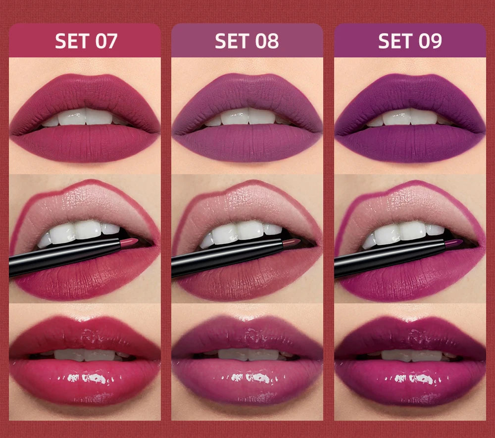 QIBEST Liquid Lipstick & Lip Liner Set