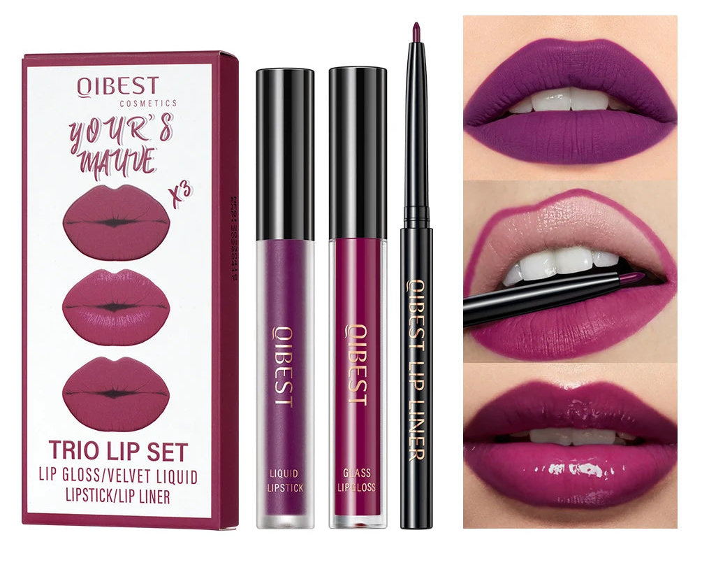 QIBEST Liquid Lipstick & Lip Liner Set