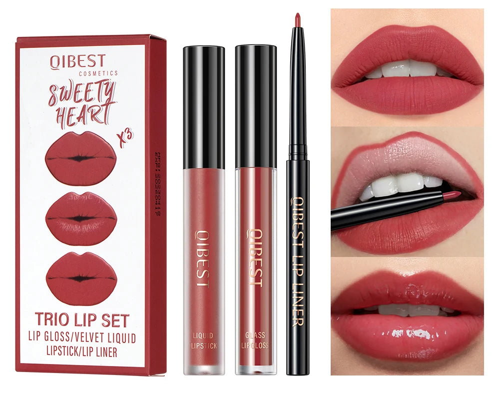 QIBEST Liquid Lipstick & Lip Liner Set