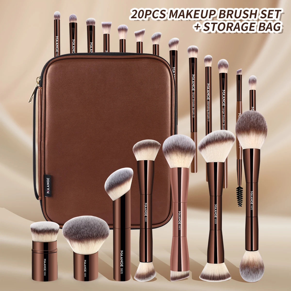 MAANGE All-in-One 20-Piece Brush Collection + Portable Case