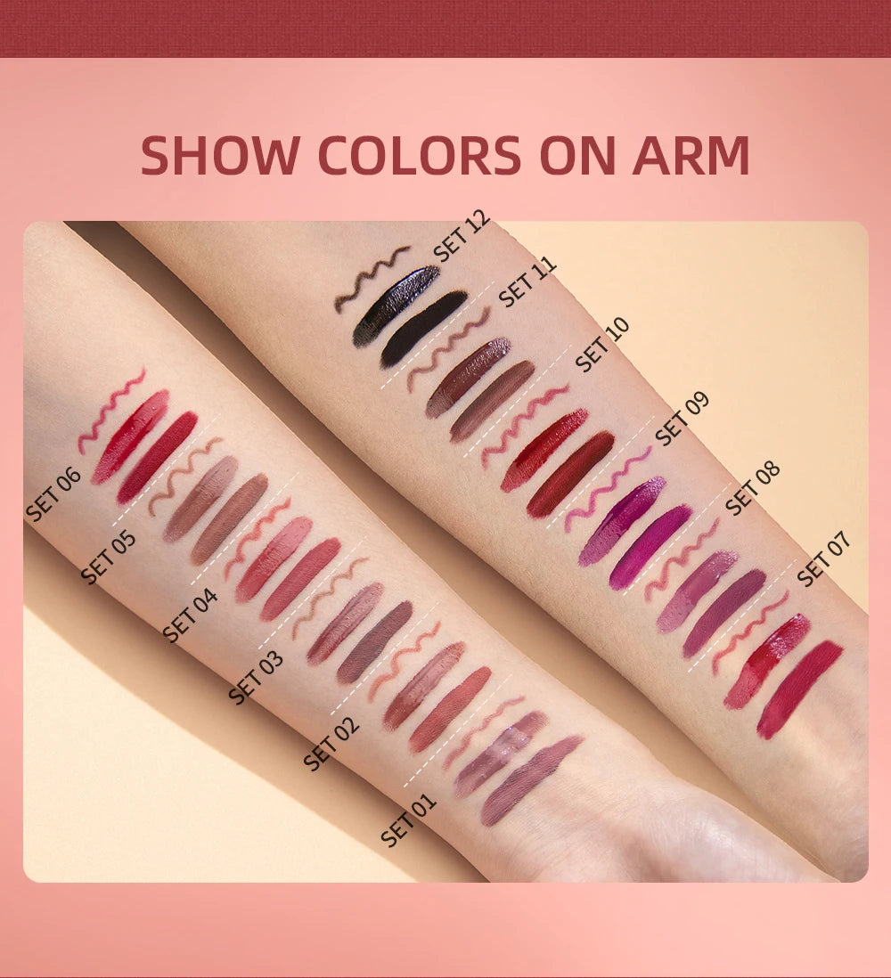 QIBEST Liquid Lipstick & Lip Liner Set