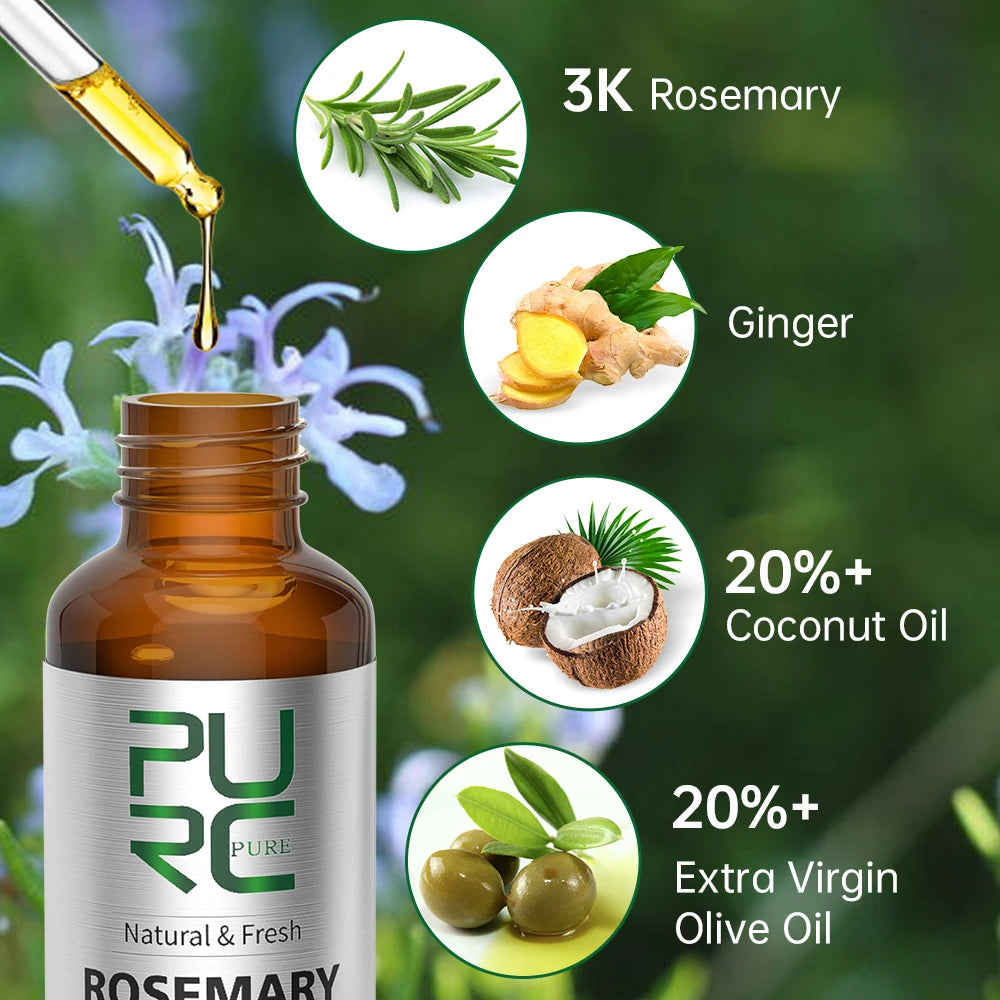 PURC Rosemary Hair Growth, Anti Hair Loss, Scalp Treatment Oil - Greycord