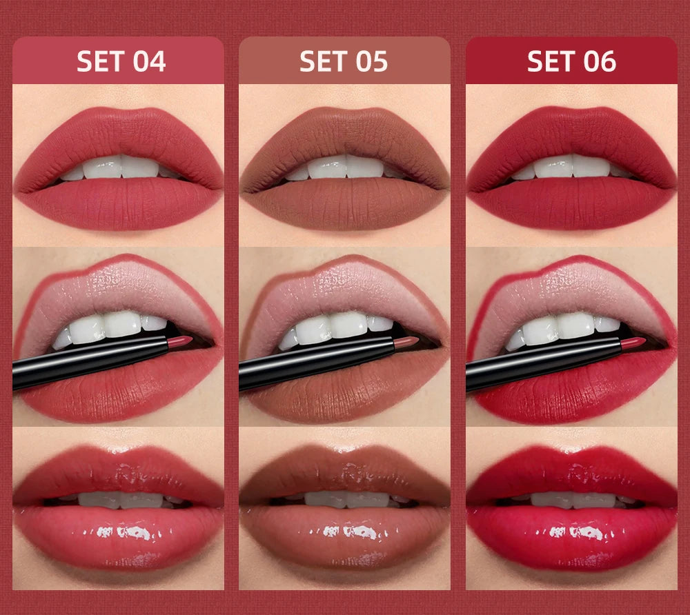 QIBEST Liquid Lipstick & Lip Liner Set