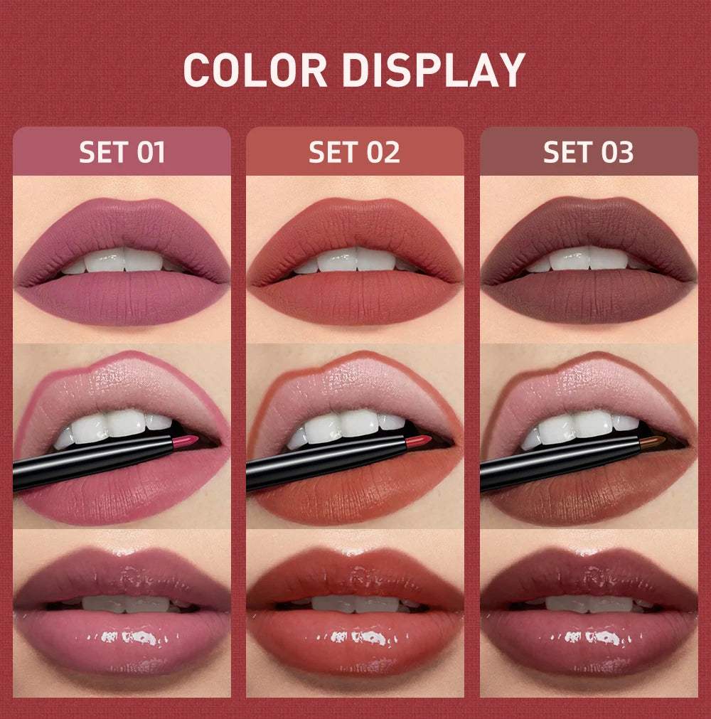 QIBEST Liquid Lipstick & Lip Liner Set