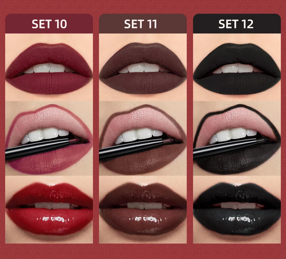 QIBEST Liquid Lipstick & Lip Liner Set