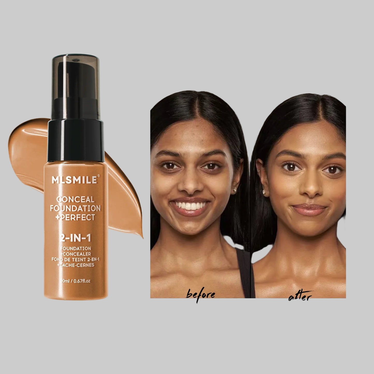MLSMILE Flawless Matte Foundation – Full Coverage, Concealer Effect