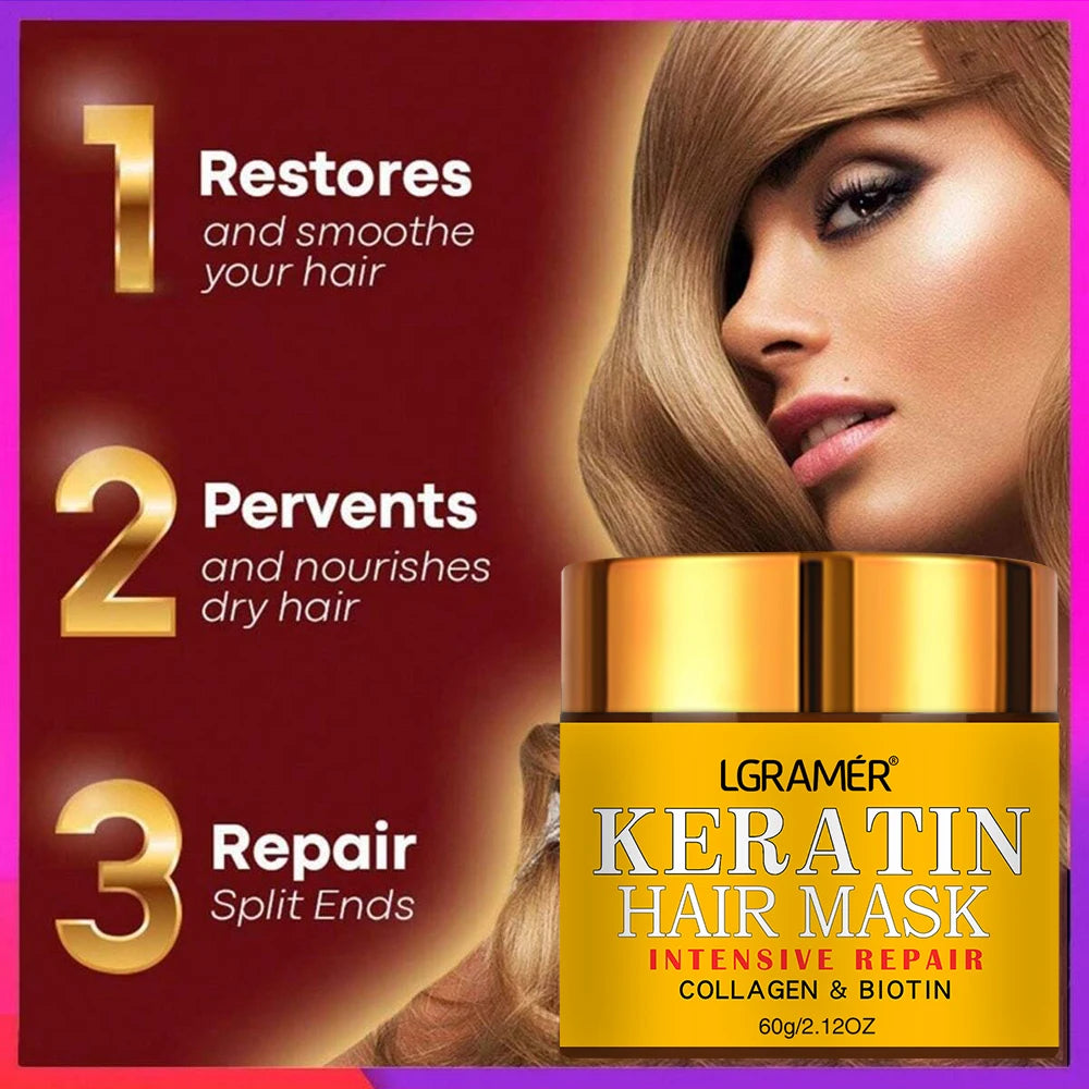 Biotin Collagen Keratin Hair Repair Mask Deep Treatment for Dry & Damaged Hair