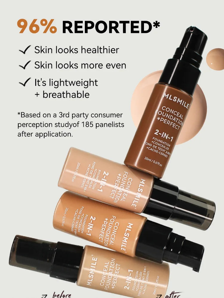 MLSMILE Flawless Matte Foundation – Full Coverage, Concealer Effect