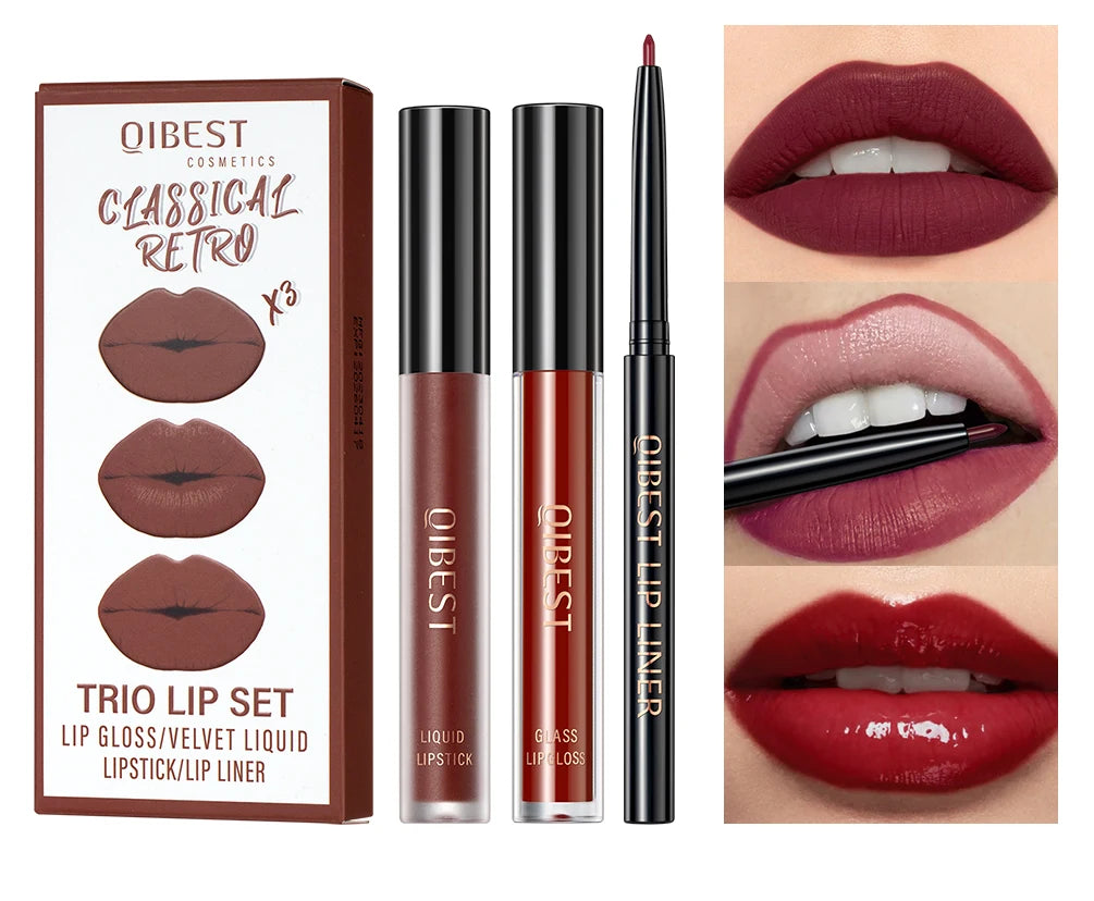 QIBEST Liquid Lipstick & Lip Liner Set