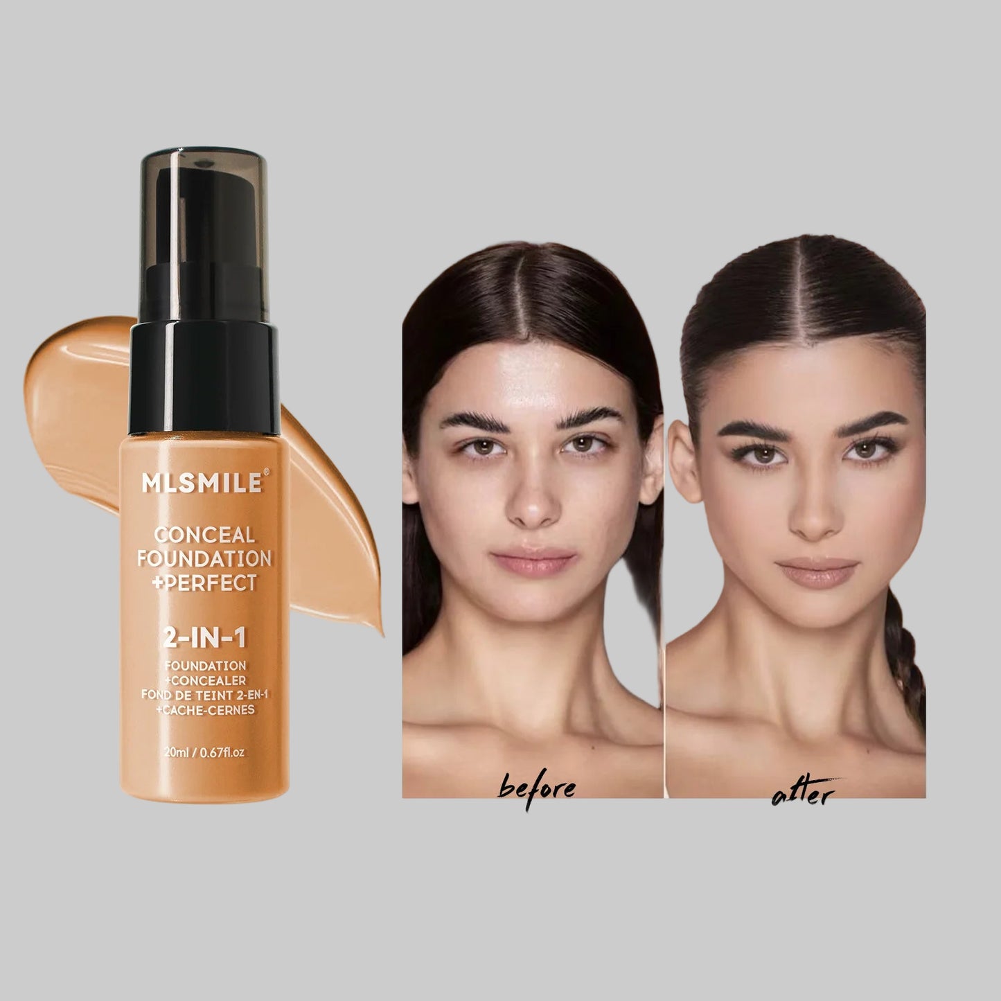 MLSMILE Flawless Matte Foundation – Full Coverage, Concealer Effect