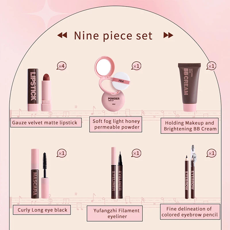 Timeless Radiance Kit: Lipstick, Powder, Mascara & More (9-Piece Set)