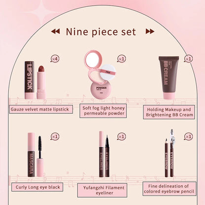 Timeless Radiance Kit: Lipstick, Powder, Mascara & More (9-Piece Set)