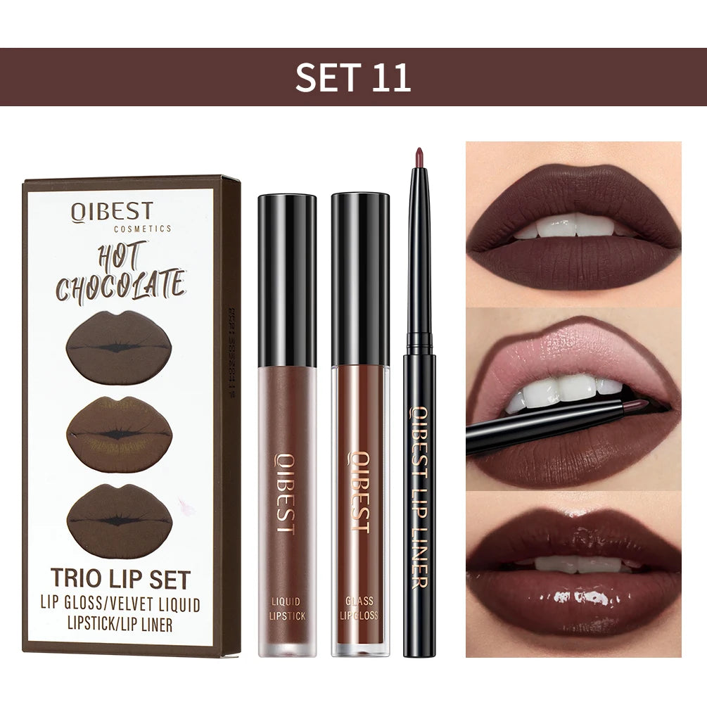 QIBEST Liquid Lipstick & Lip Liner Set