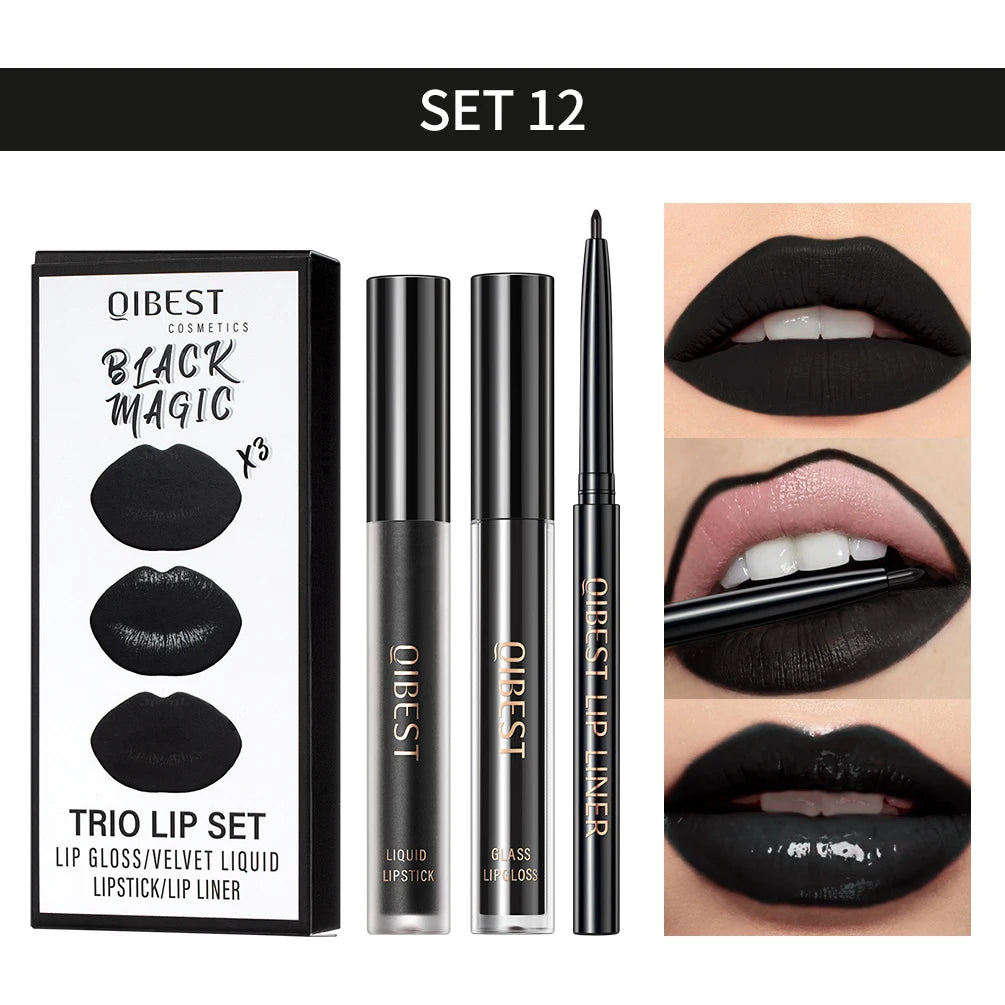 QIBEST Liquid Lipstick & Lip Liner Set