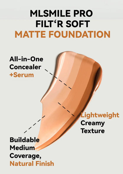 MLSMILE Flawless Matte Foundation – Full Coverage, Concealer Effect