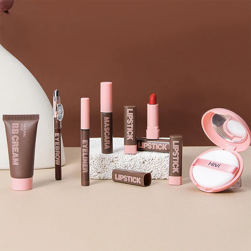 Timeless Radiance Kit: Lipstick, Powder, Mascara & More (9-Piece Set)