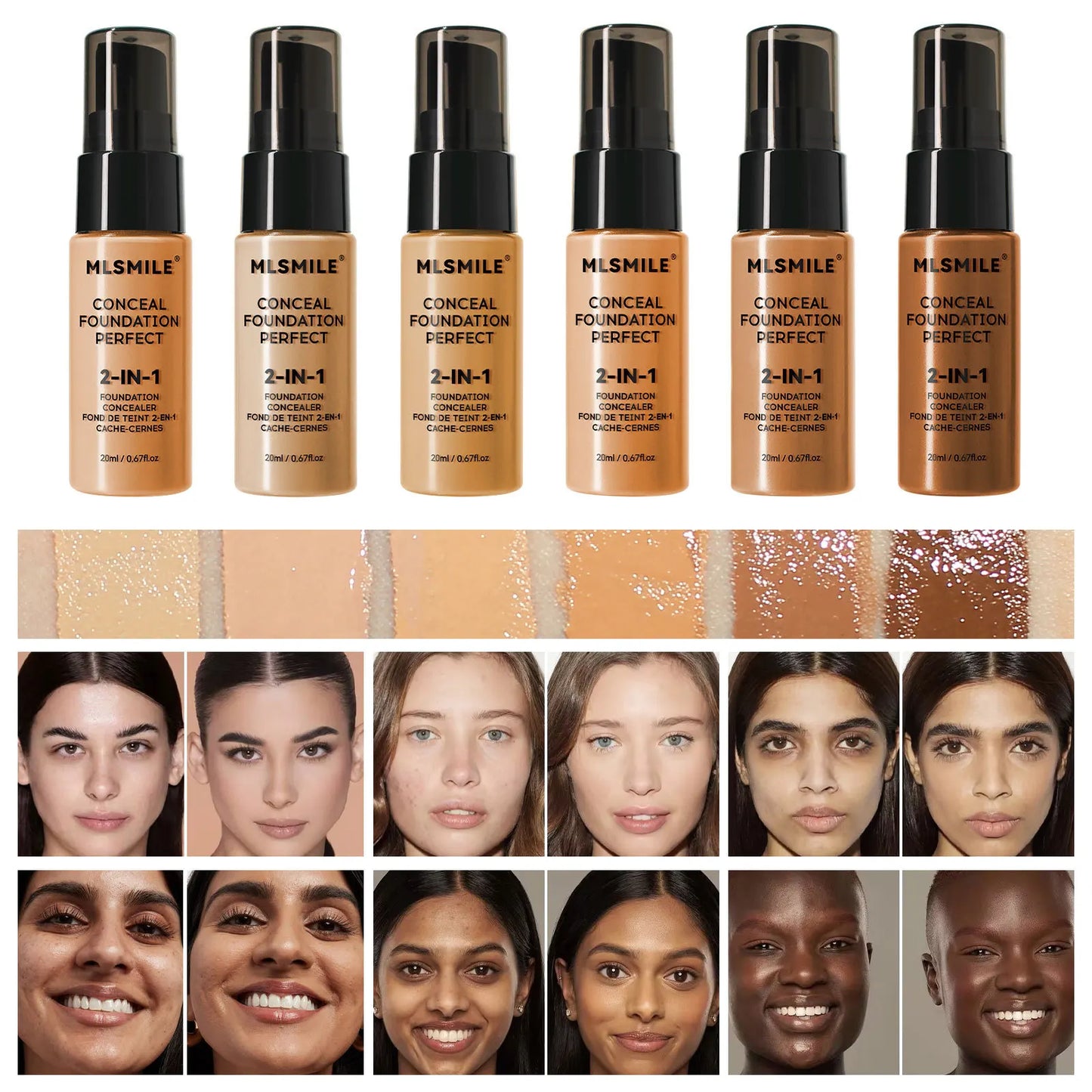 MLSMILE Flawless Matte Foundation – Full Coverage, Concealer Effect