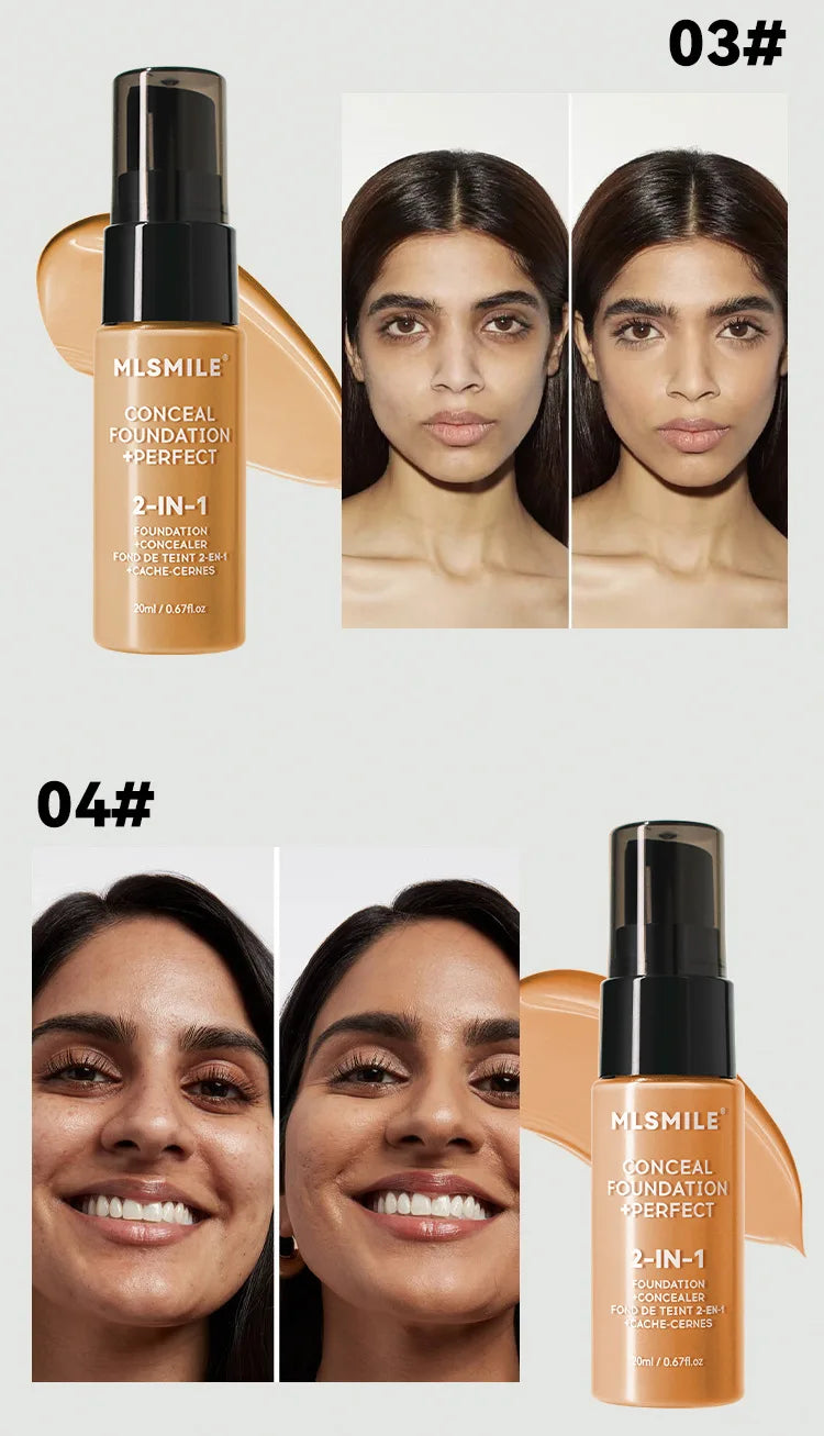 MLSMILE Flawless Matte Foundation – Full Coverage, Concealer Effect