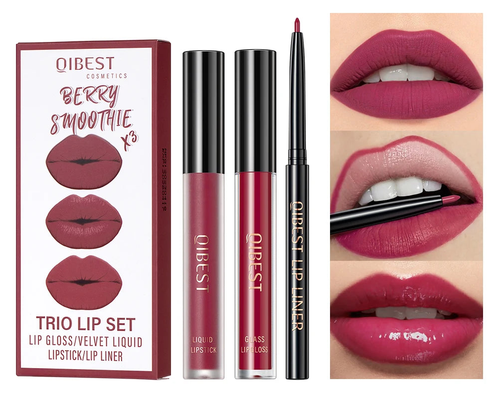 QIBEST Liquid Lipstick & Lip Liner Set