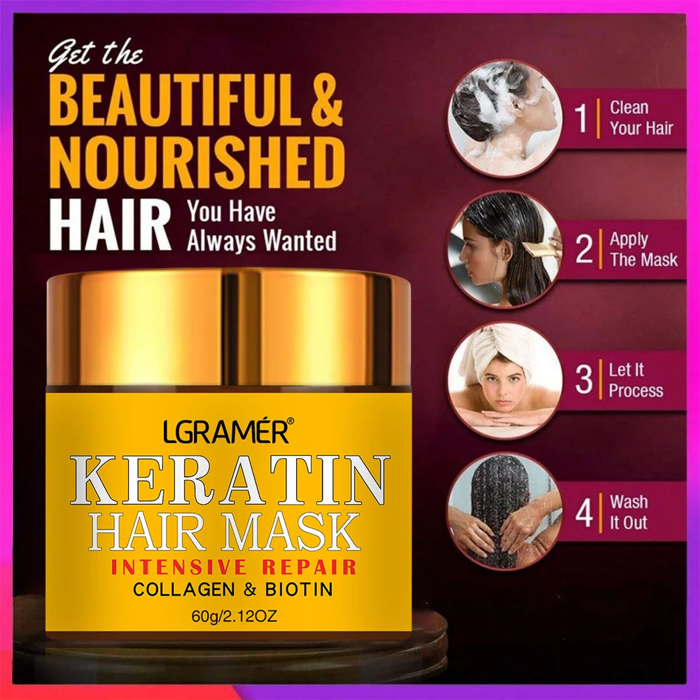Biotin Collagen Keratin Hair Repair Mask Deep Treatment for Dry & Damaged Hair