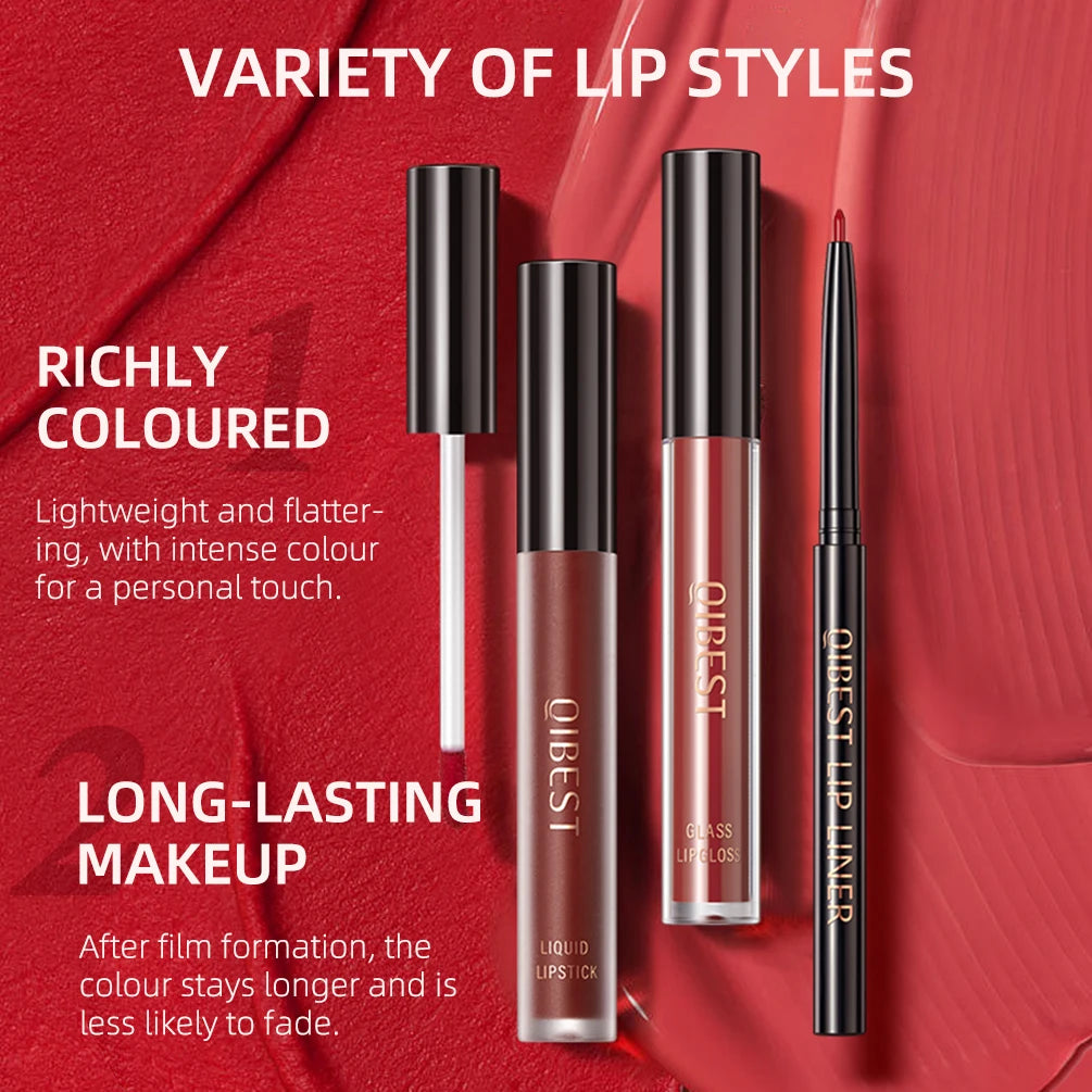 QIBEST Liquid Lipstick & Lip Liner Set - Greycord Beauty