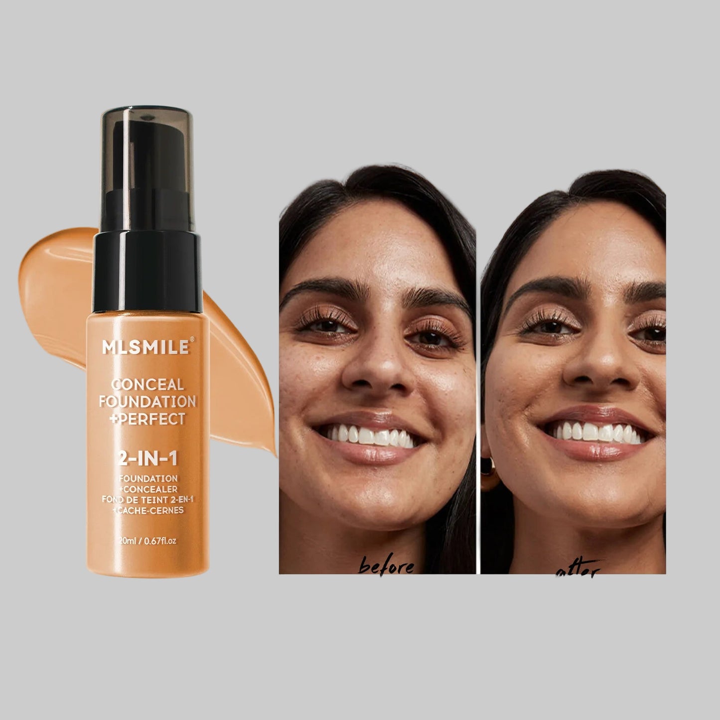 MLSMILE Flawless Matte Foundation – Full Coverage, Concealer Effect