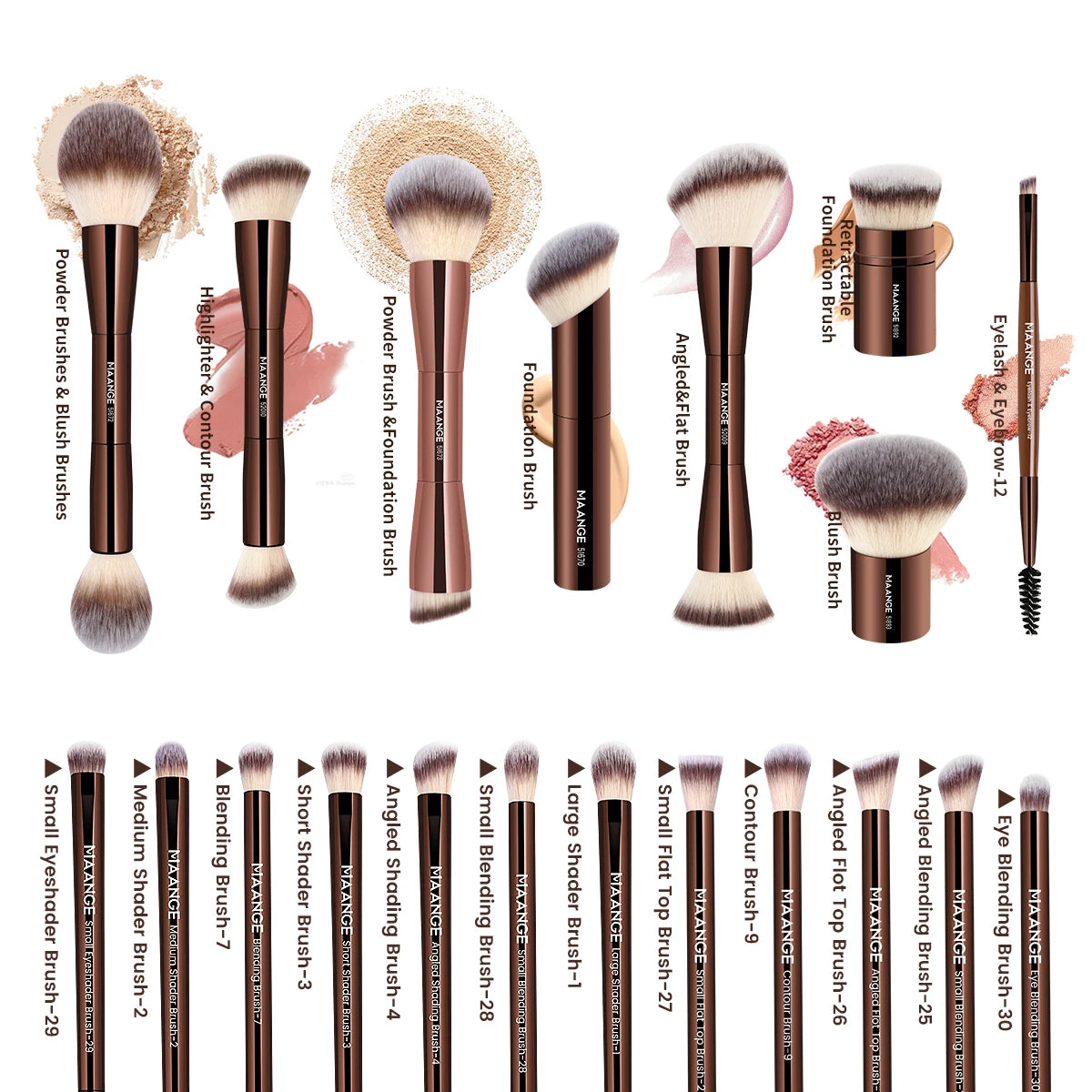 MAANGE All-in-One 20-Piece Brush Collection + Portable Case