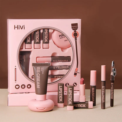 Timeless Radiance Kit: Lipstick, Powder, Mascara & More (9-Piece Set)
