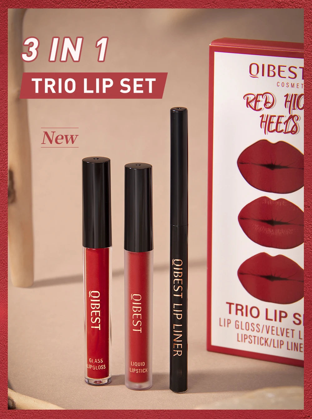 QIBEST Liquid Lipstick & Lip Liner Set