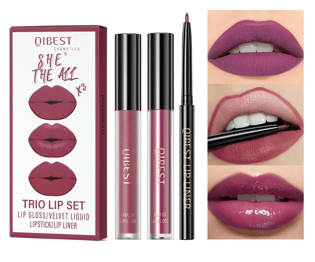 QIBEST Liquid Lipstick & Lip Liner Set