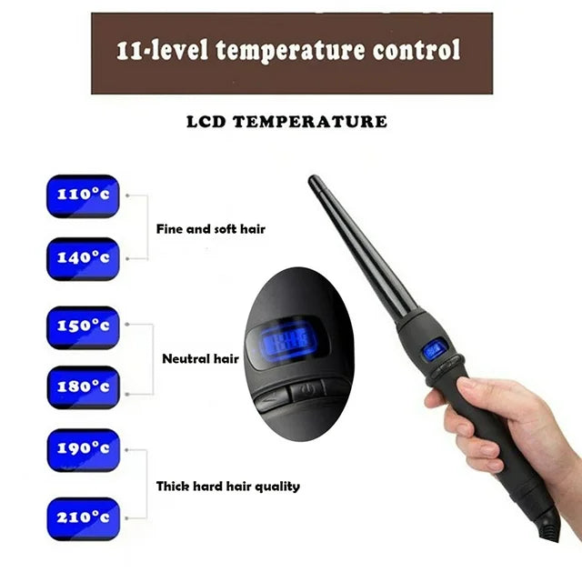 Ceramic Glazed Single Tube Pear Flower Wand Iron Curler - Greycord