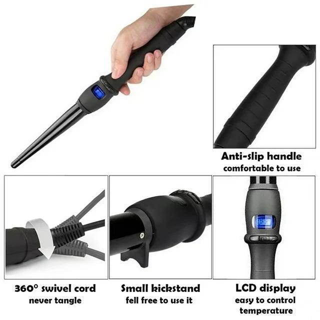 Ceramic Glazed Single Tube Pear Flower Wand Iron Curler - Greycord